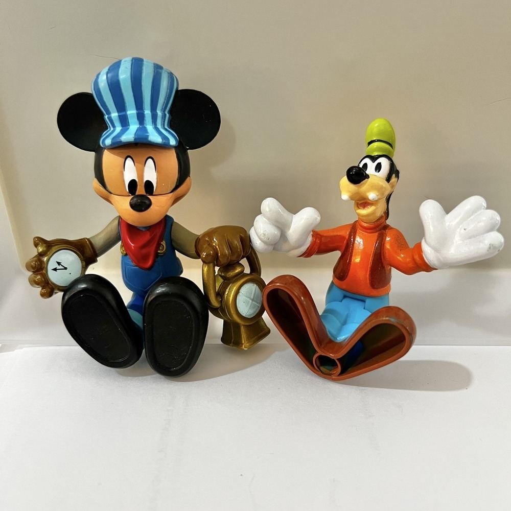 Disney Store Train Conductor‎ Engineer Mickey Mouse PVC Figure 3.5" & Goofy 3" - Picture 3 of 3